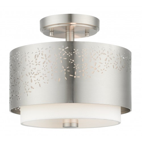 2 Light Brushed Nickel Semi Flush Livex