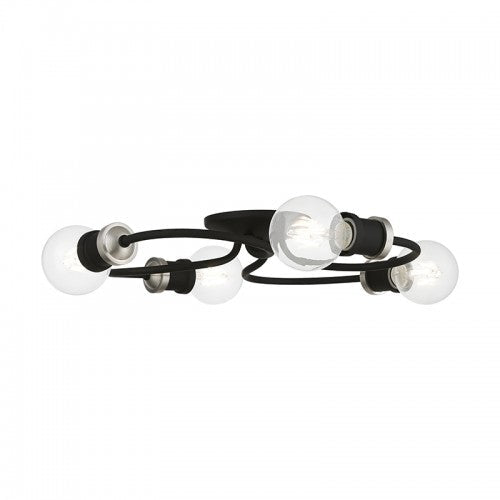 4 Light Black with Brushed Nickel Accents Large Flush Mount Livex