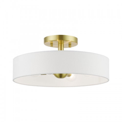 4 Light Satin Brass with Shiny White Accents Semi-Flush Livex