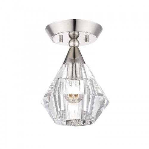 1 Light Polished Nickel Crystal Semi-Flush Livex