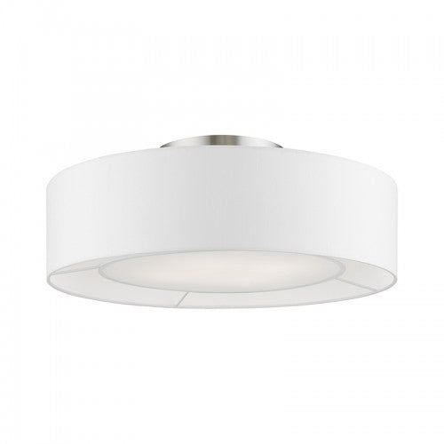 4 Light Brushed Nickel with Shiny White Accents Semi-Flush Livex