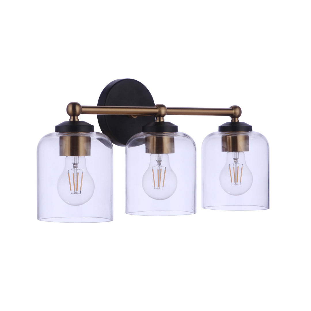 Coppa 3 Light Vanity in Flat Black/Satin Brass CRAFTMADE