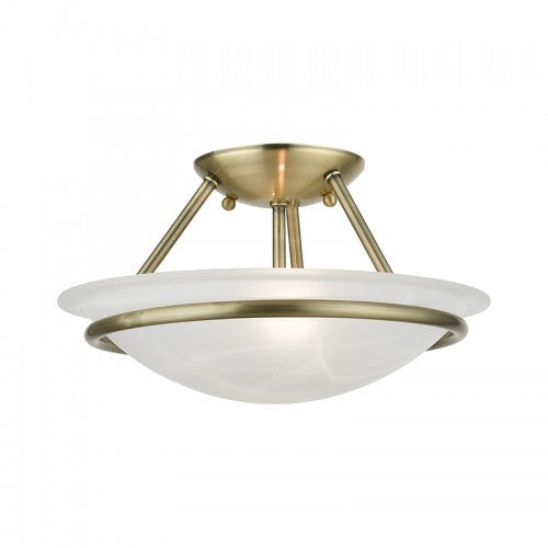 2 Light Antique Brass Semi-Flush Livex