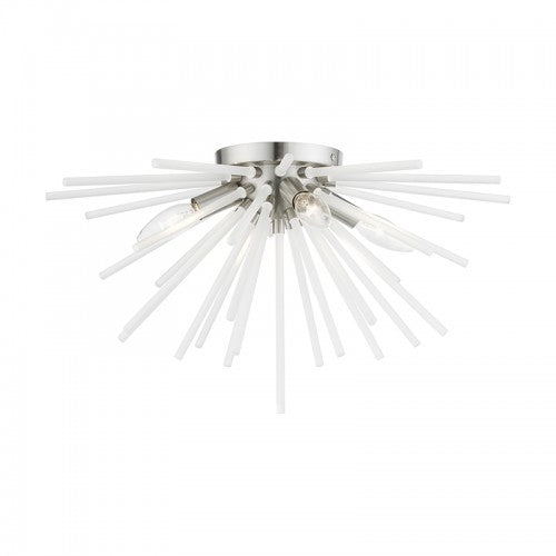 4 Light Brushed Nickel Flush Mount Livex