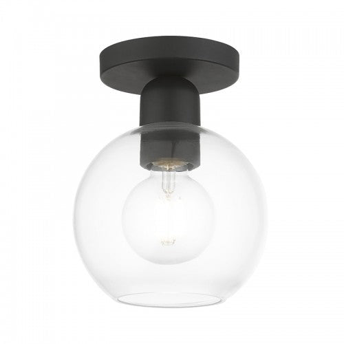 1 Light Black Sphere Semi-Flush Livex