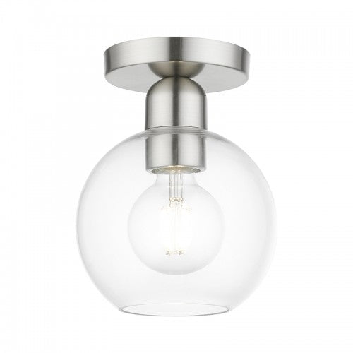 1 Light Brushed Nickel Sphere Semi-Flush Livex