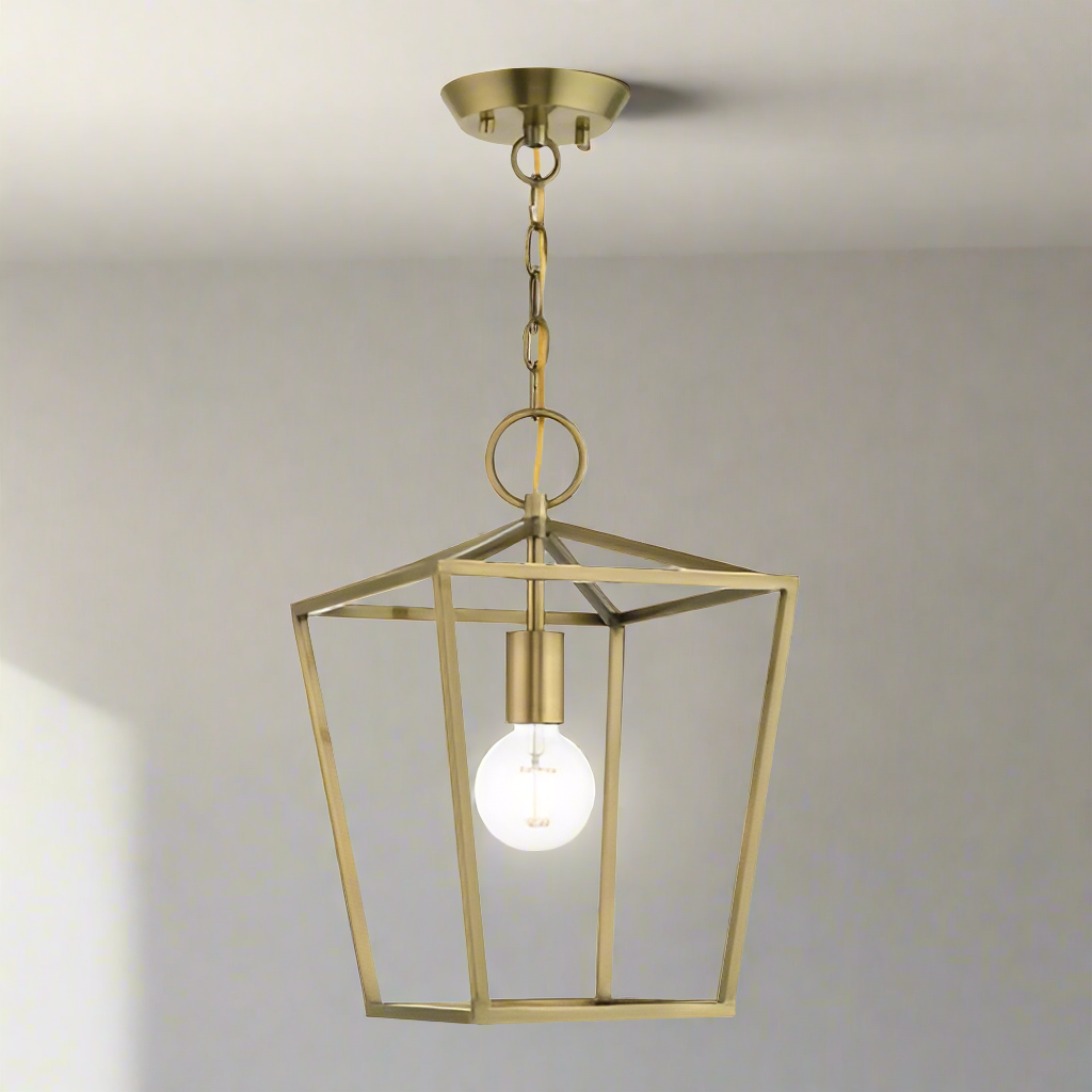 1 Light Antique Brass Convertible Lantern Livex