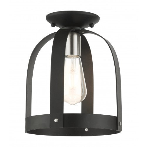 1 Light Textured Black Petite Semi Flush Livex