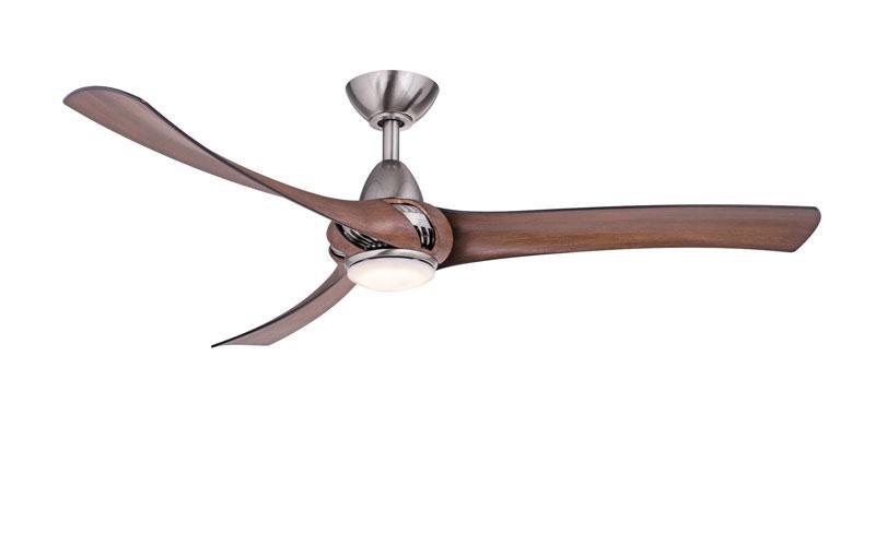 Droid LED Nickel Walnut Ceiling Fan Wind River