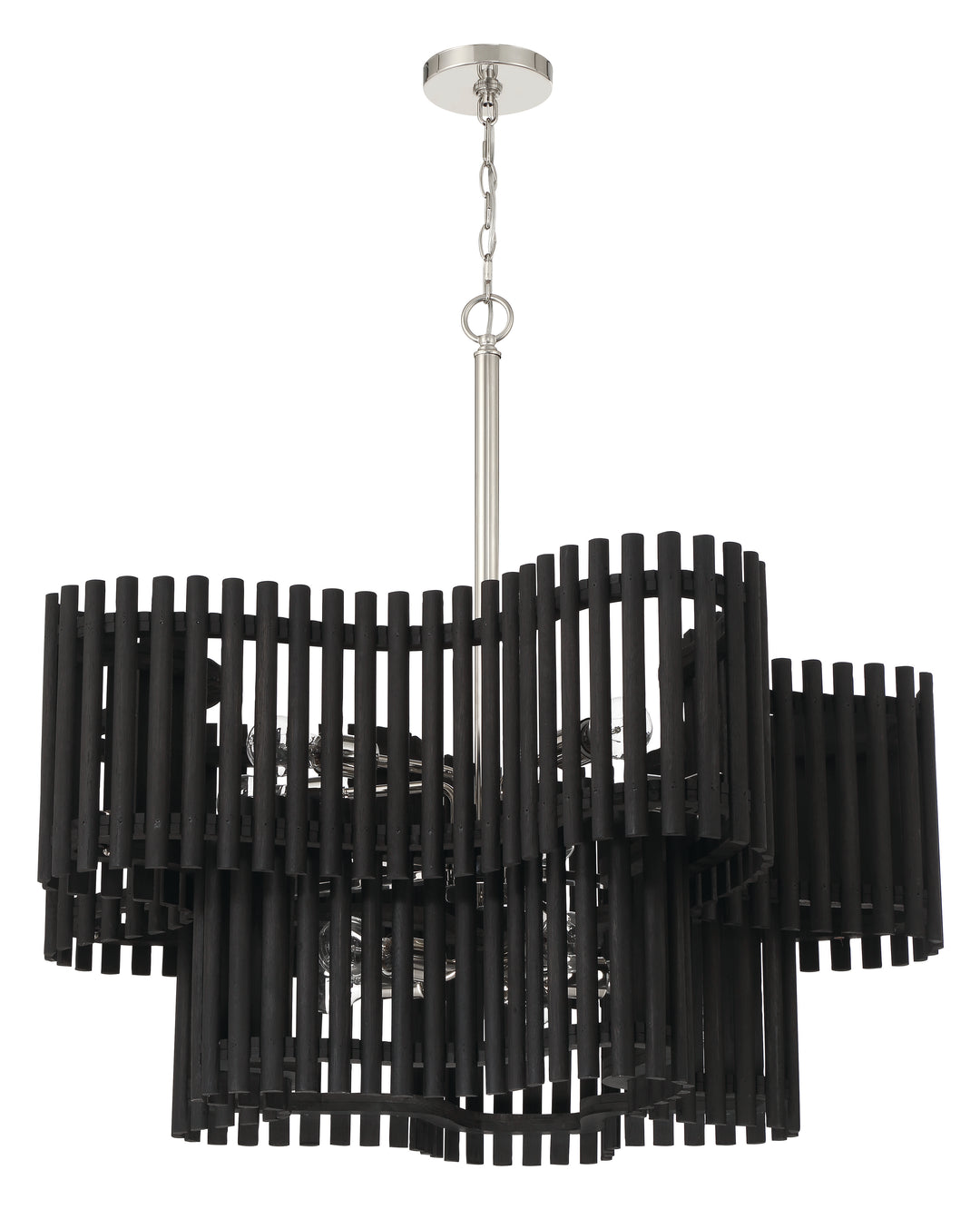 Freeform 10 Light Chandelier in Polished Nickel/Black Walnut CRAFTMADE