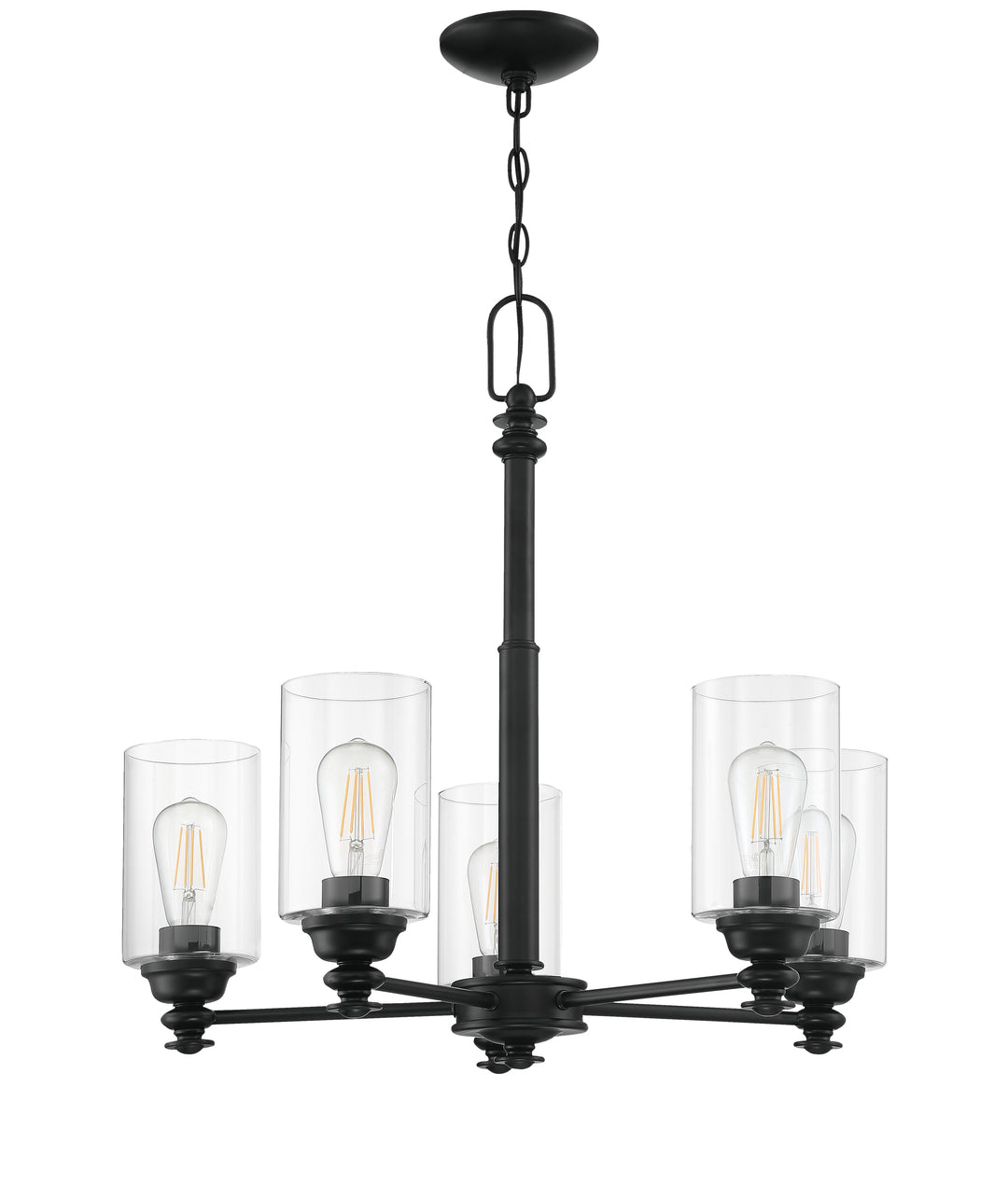 Dardyn 5 Light Chandelier in Flat Black (Clear Glass) CRAFTMADE