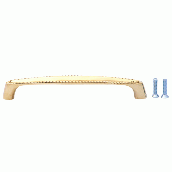 5 1/2 Inch Overall (5 Inch c-c) Solid Brass Georgian Roped Style Pull (Lacquered Brass Finish) COPPER MOUNTAIN HARDWARE