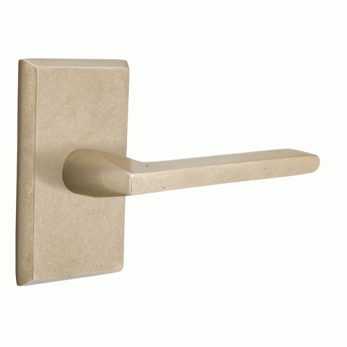 Emtek Solid Brass Sandcast Lariat Lever With Modern Rectangular Rosette EMTEK