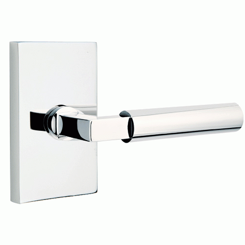 Brass Modern Hardware - Passage Hercules Right Handed Door Lever with Modern Rectangular Rosette in Satin Nickel - 5112HECRHUS15 - Emtek Hardware EMTEK