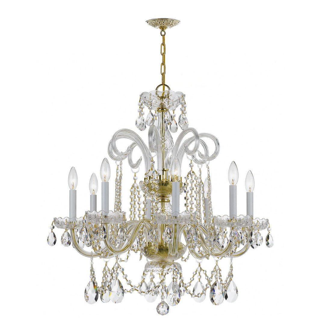 Crystorama Crystorama Traditional Crystal 8 Light Hand Cut Crystal Polished Brass Chandelier
