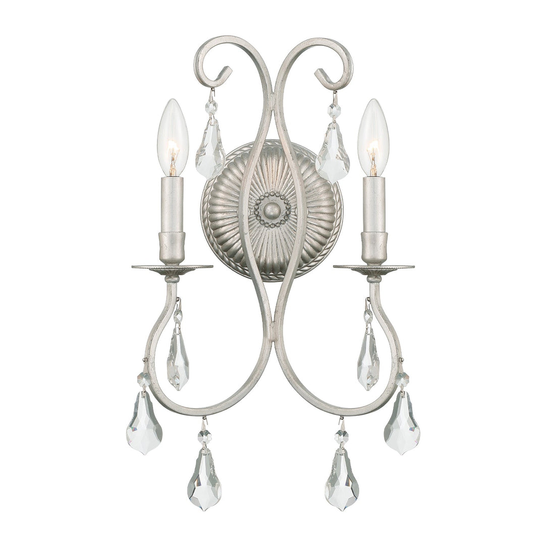 Ashton 2 Light Swarovski Strass Crystal Olde Silver Sconce Crystorama