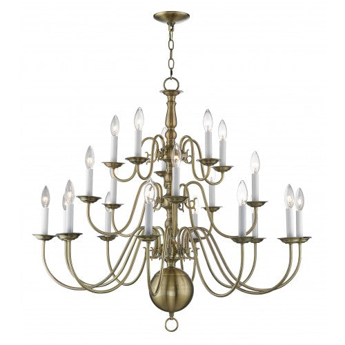 20 Light Antique Brass Foyer Chandelier Livex