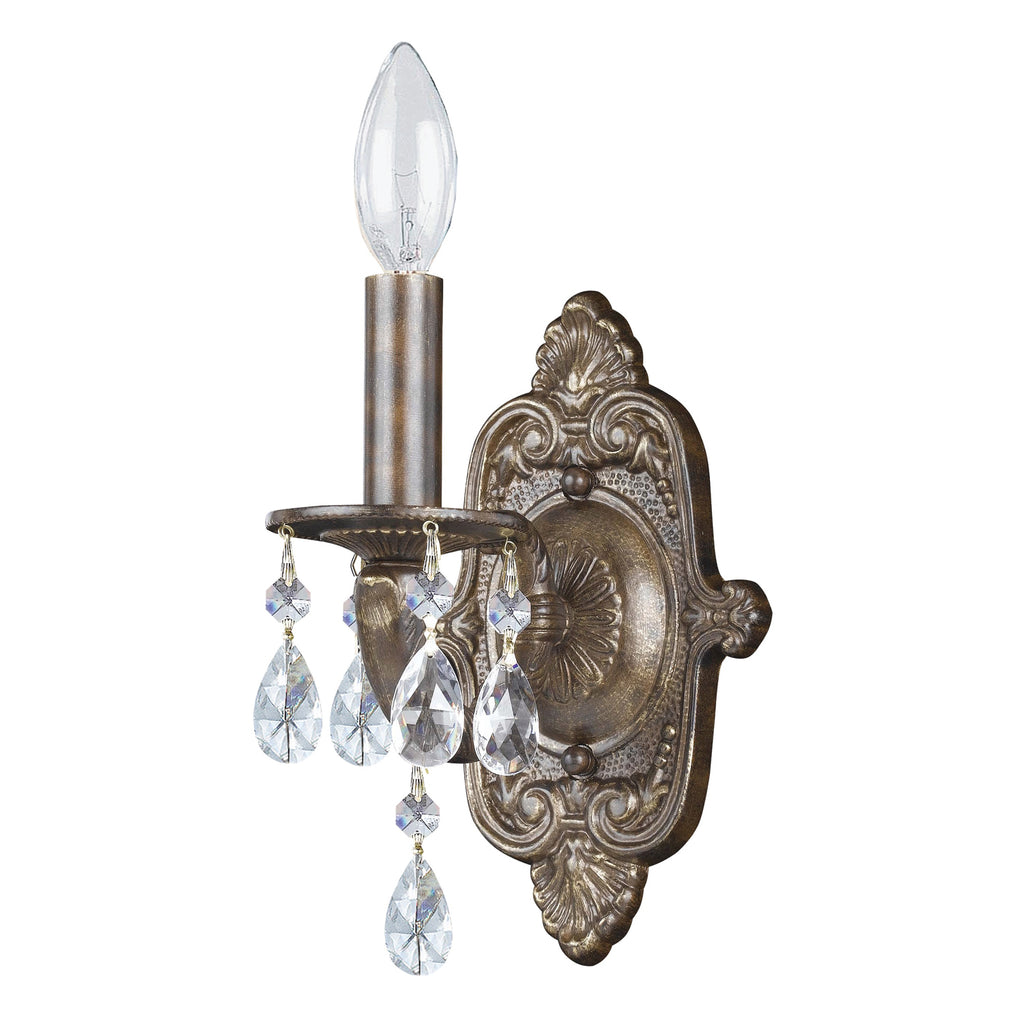 Crystorama Crystorama Paris Market 1 Light Rose Crystal Antique White Sconce