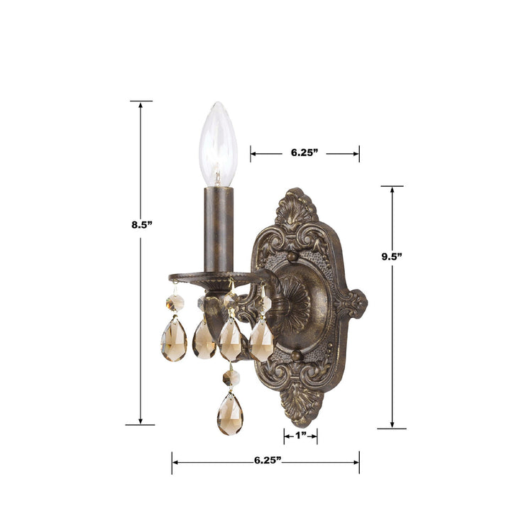 Crystorama Crystorama Paris Market 1 Light Clear Crystal Venetian Bronze Sconce