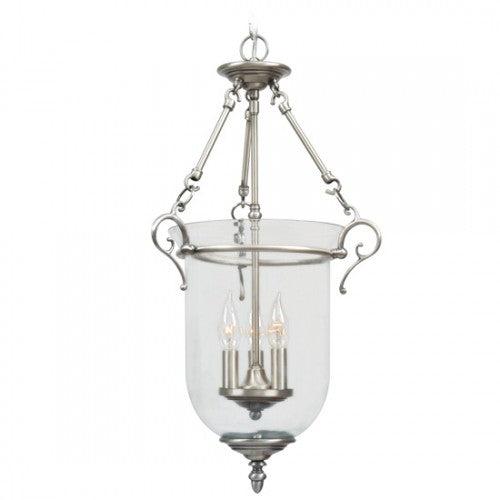 3 Light Brushed Nickel Chain Lantern Livex