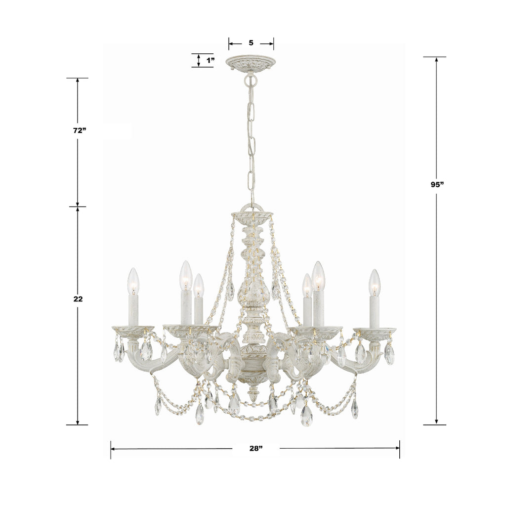 Crystorama Crystorama Paris Market 6 Light Clear Crystal Antique White Chandelier