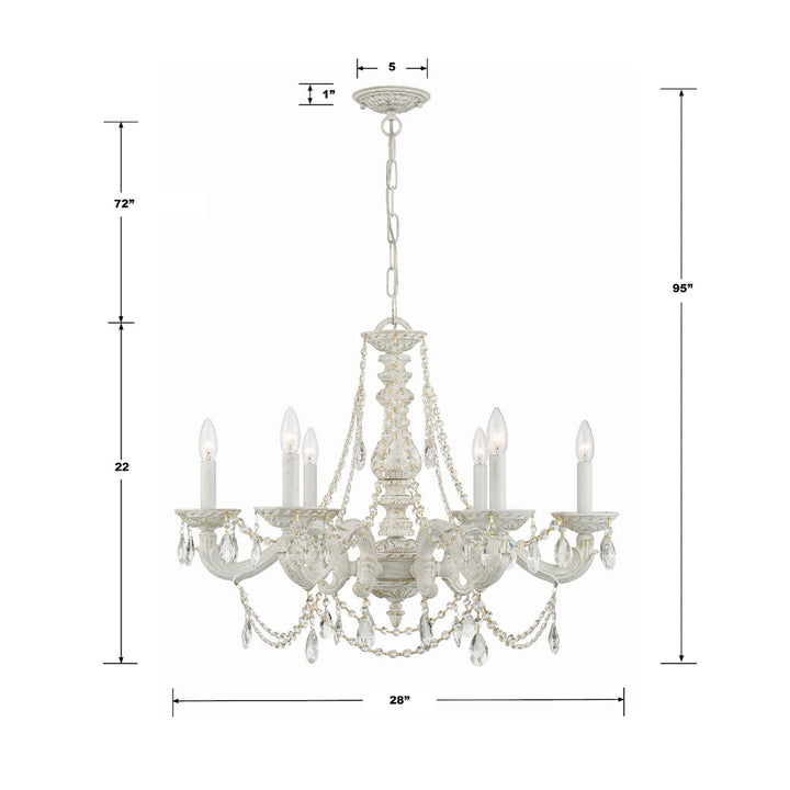 Crystorama Crystorama Paris Market 6 Light Clear Crystal Antique White Chandelier