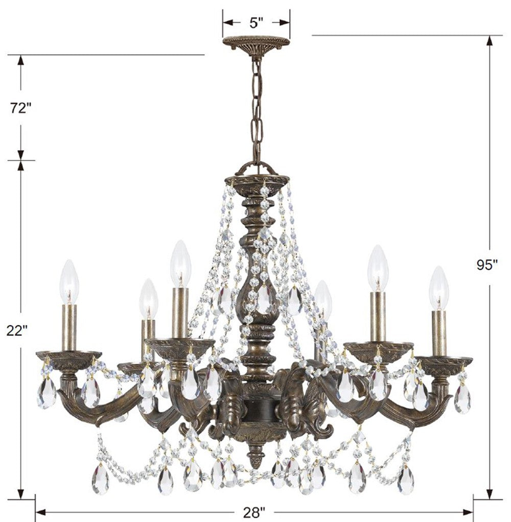 Crystorama Crystorama Paris Market 6 Light Swarovski Strass Crystal Venetian Bronze Chandelier