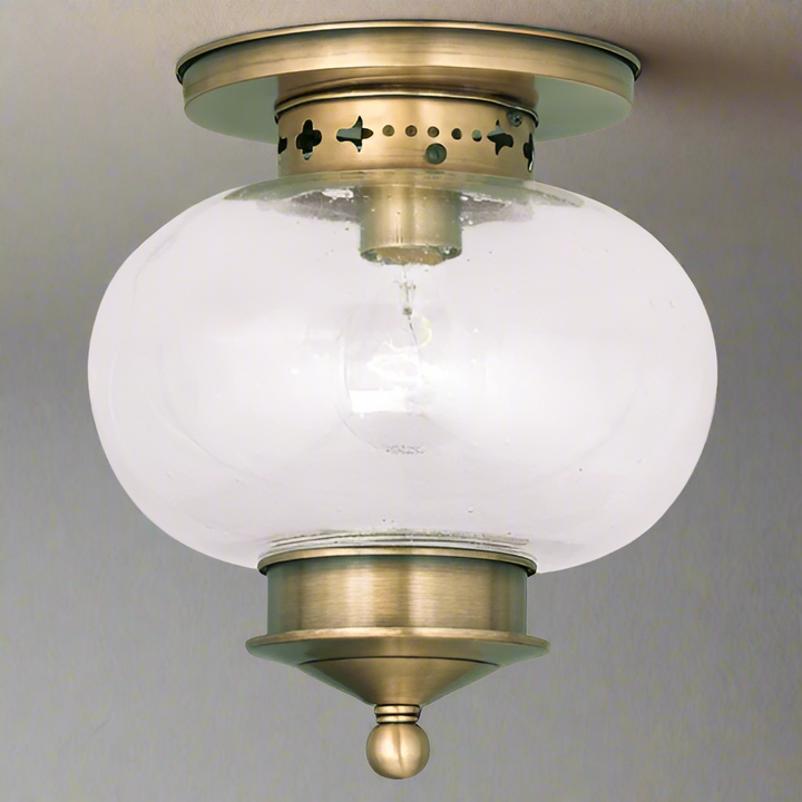 1 Light Antique Brass Ceiling Mount Livex