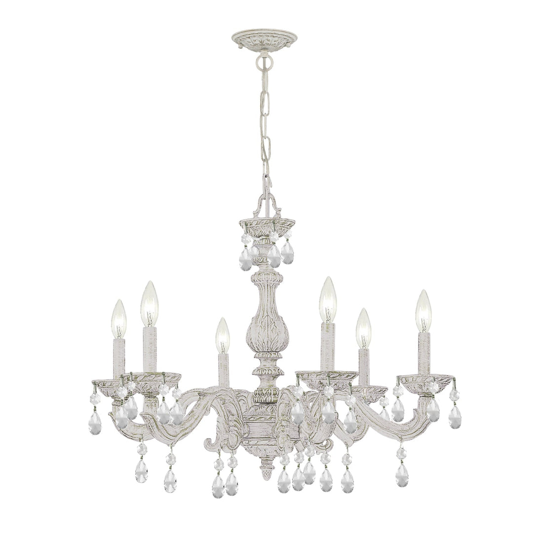 Crystorama Crystorama Paris Market 6 Light Spectra Crystal Antique White Chandelier