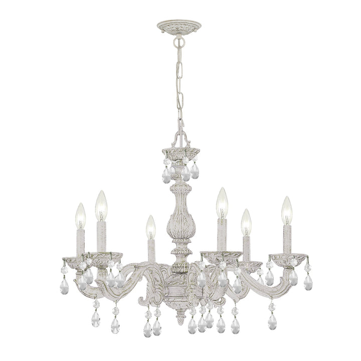 Crystorama Crystorama Paris Market 6 Light Spectra Crystal Antique White Chandelier