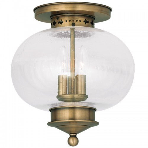 3 Light Antique Brass Ceiling Mount Livex