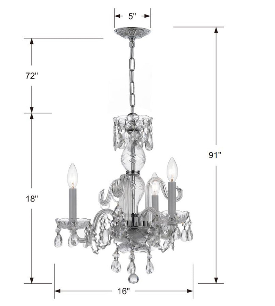 Crystorama Crystorama Traditional Crystal 3 Light Clear Crystal Polished Chrome Mini Chandelier