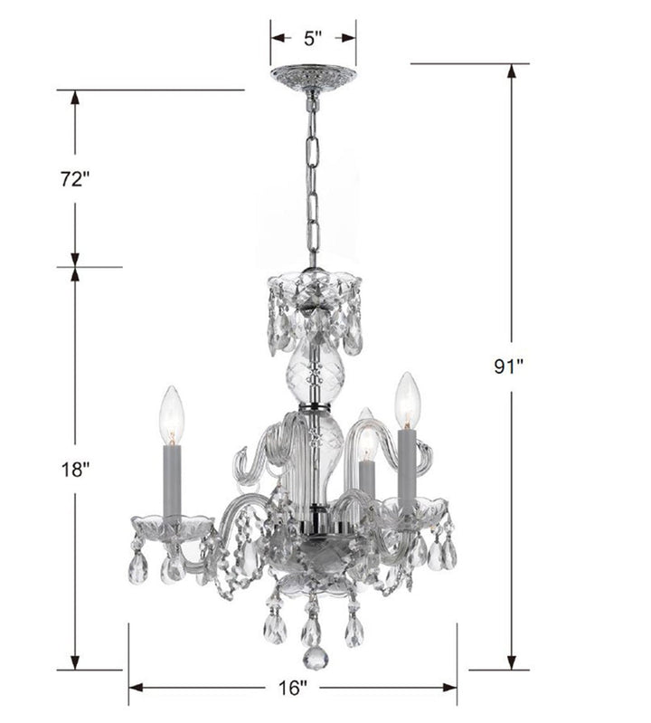 Crystorama Crystorama Traditional Crystal 3 Light Clear Crystal Polished Chrome Mini Chandelier