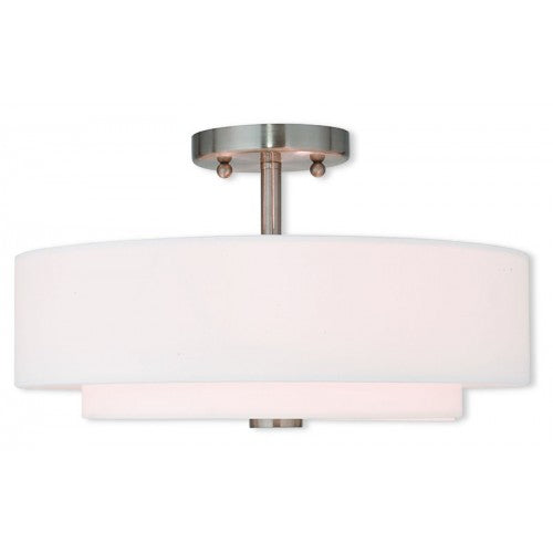 3 Light Brushed Nickel Ceiling Mount Livex