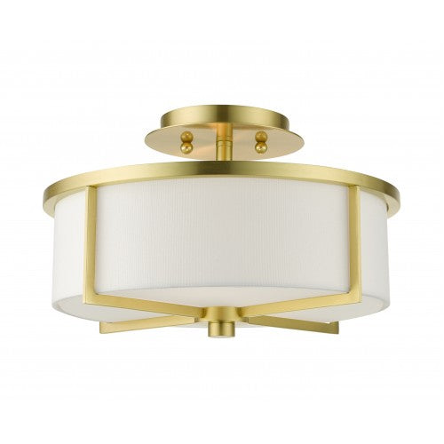 2 Light Satin Brass Semi Flush Livex