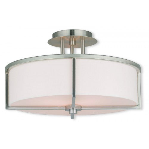 3 Light Brushed Nickel Ceiling Mount Livex