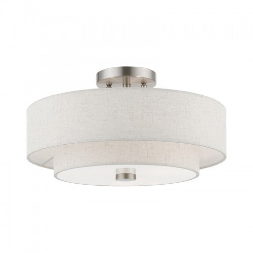 3 Light Brushed Nickel Semi-Flush Livex