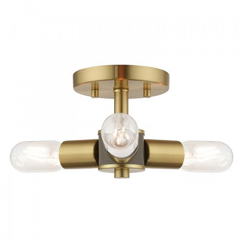 3 Light Satin Brass Ceiling Mount Livex