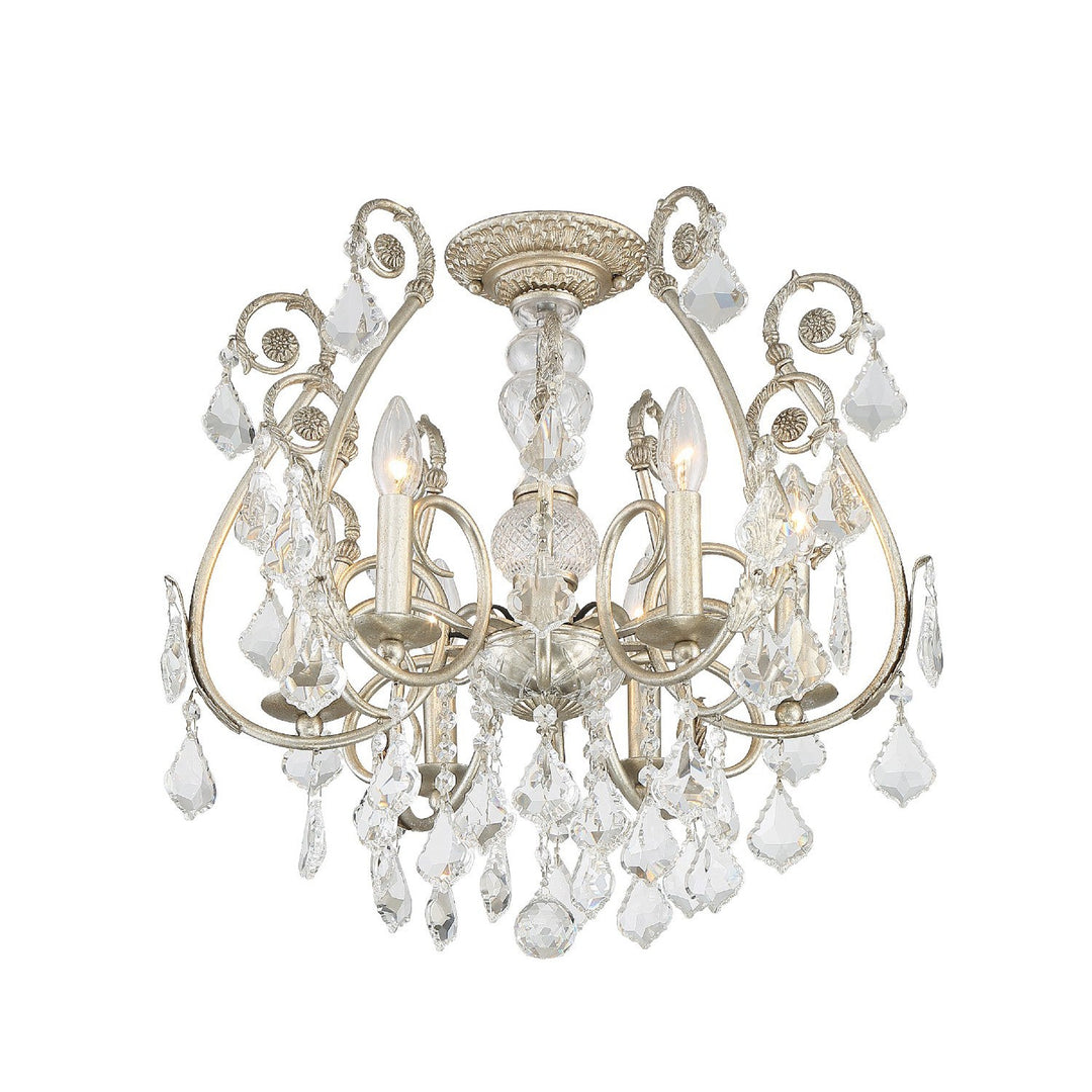 Regis 6 Light Hand Cut Crystal Olde Silver Semi Flush Mount Crystorama