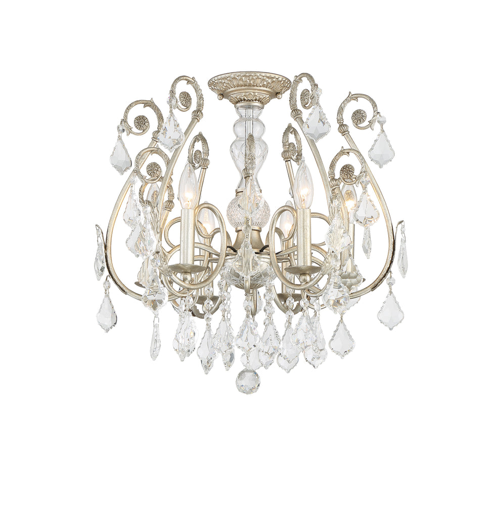 Regis 6 Light Hand Cut Crystal Olde Silver Semi Flush Mount Crystorama