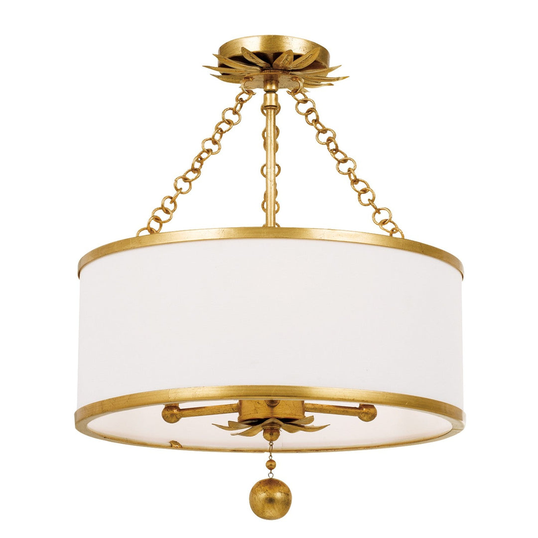 Broche 3 Light Antique Gold Semi Flush Mount Crystorama