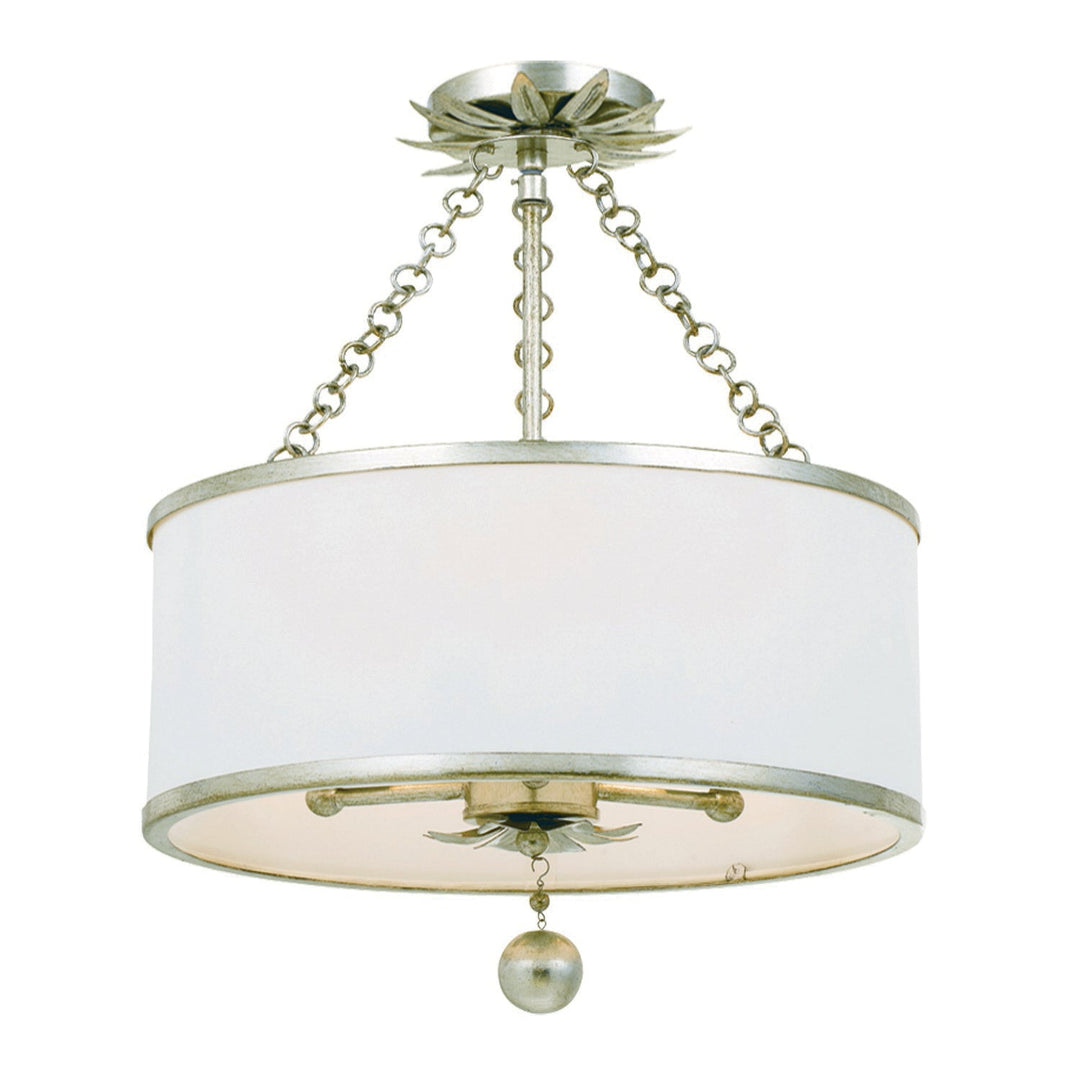 Broche 3 Light Antique Silver Semi Flush Mount Crystorama