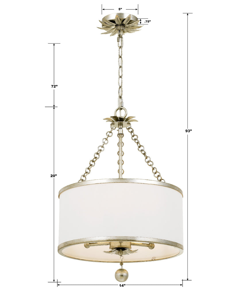 Crystorama Crystorama Broche 3 Light Antique Silver Mini Chandelier