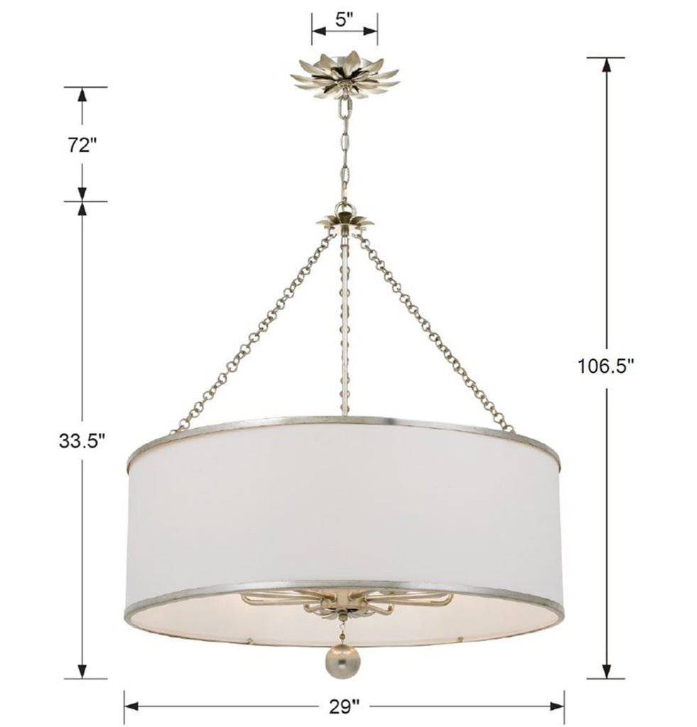 Crystorama Crystorama Broche 8 Light Antique Silver Chandelier