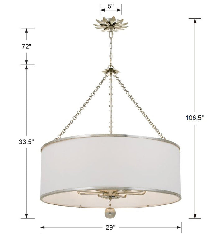 Crystorama Crystorama Broche 8 Light Antique Silver Chandelier