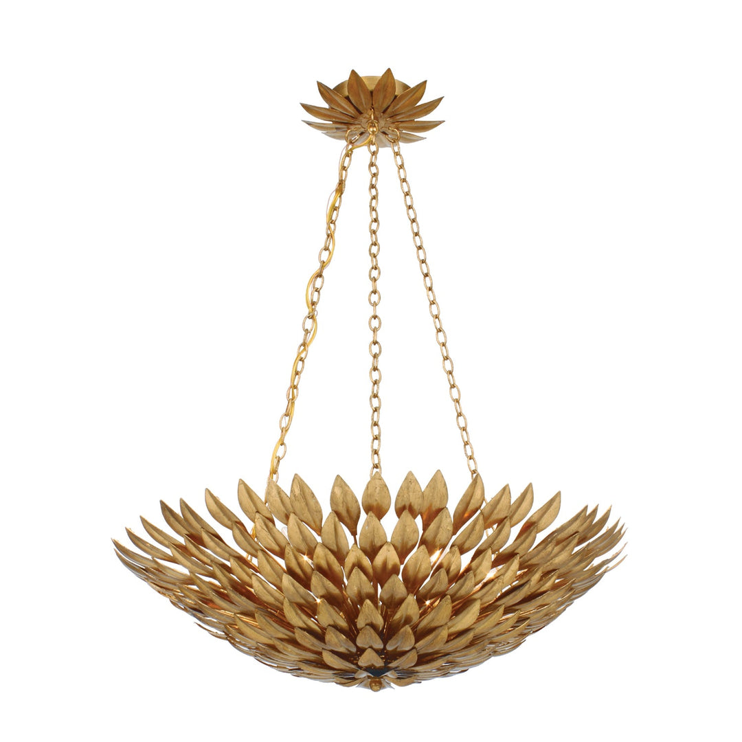 Crystorama Crystorama Broche 6 Light Antique Gold Leaf Chandelier