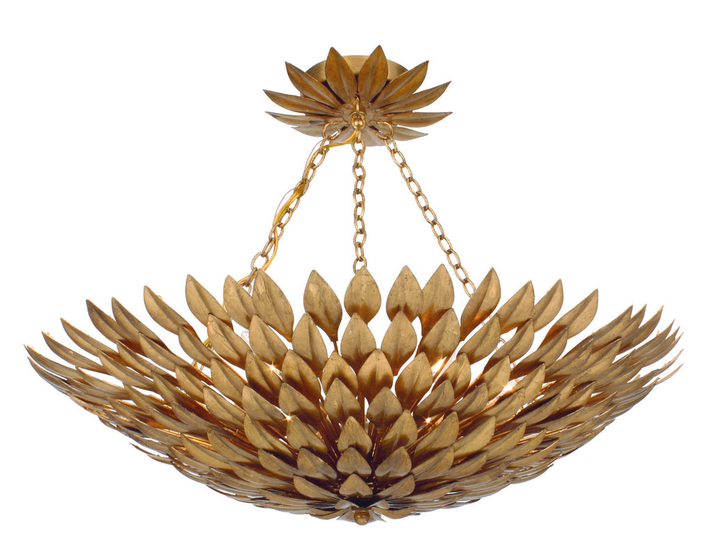 Crystorama Crystorama Broche 6 Light Antique Gold Leaf Chandelier