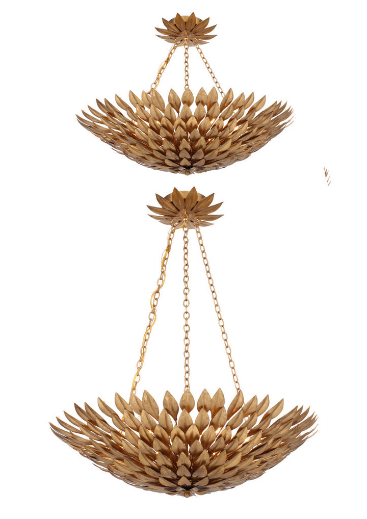 Crystorama Crystorama Broche 6 Light Antique Gold Leaf Chandelier
