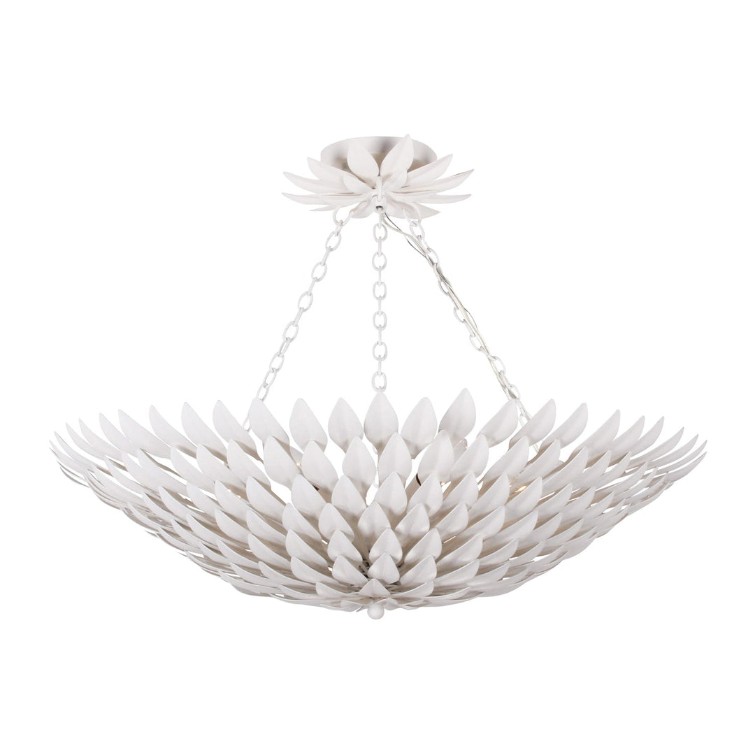 Broche 6 Light Matte White Semi Flush Mount Crystorama