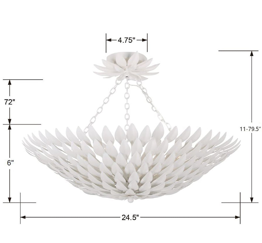 Broche 6 Light Matte White Semi Flush Mount Crystorama